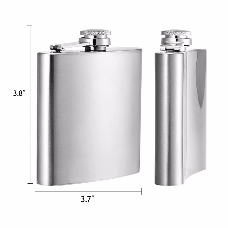 MOQ20 6oz Vertical Stainless Steel Hip Flask With Spout