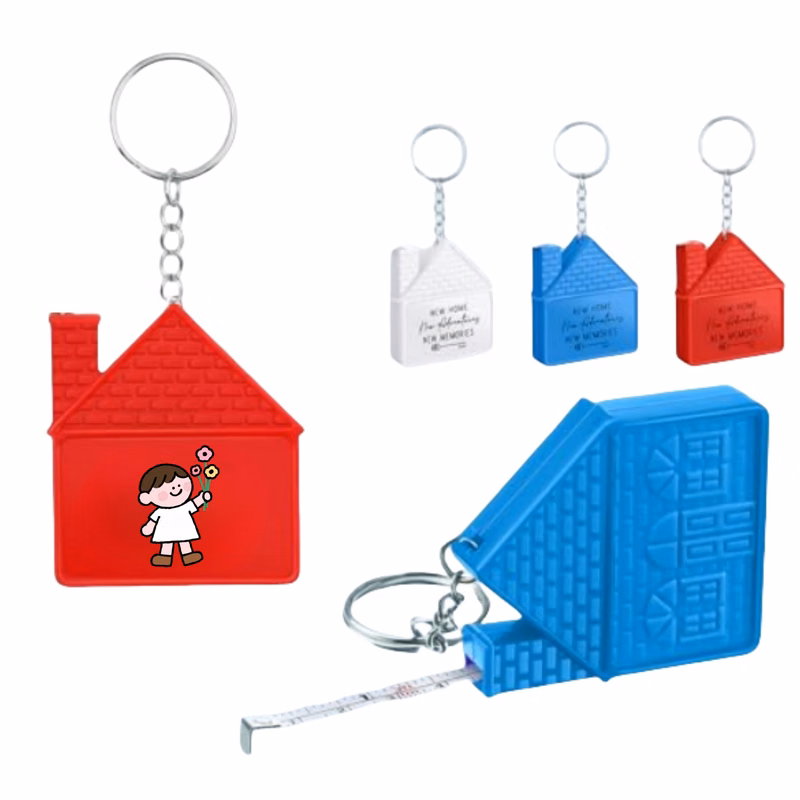 Small House Shaped Measure Tape Keychain