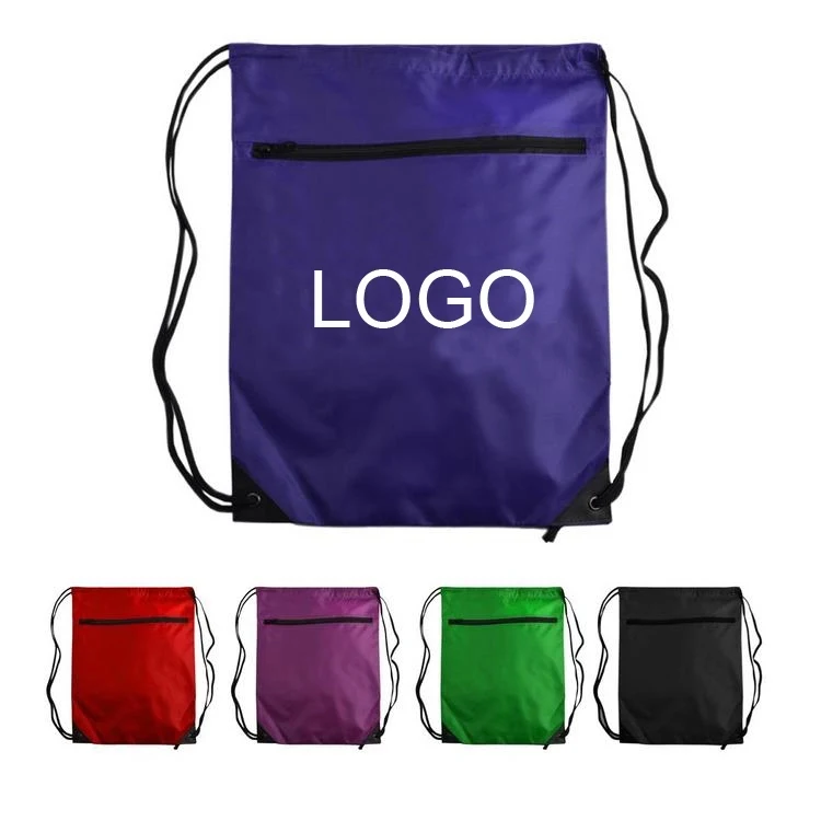 Denier Nylon Zipper Drawstring Backpack 1