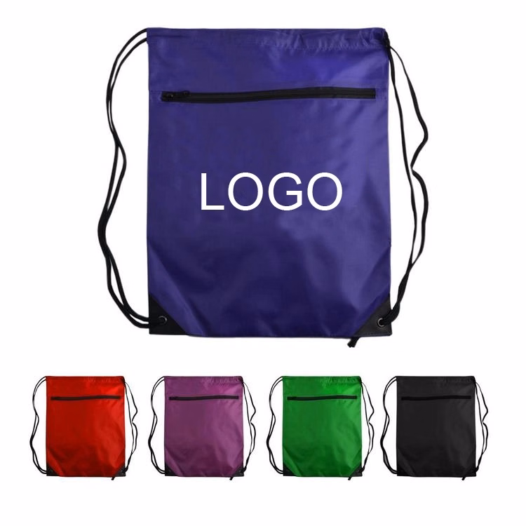 Denier Nylon Zipper Drawstring Backpack