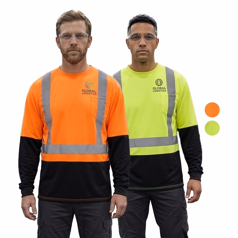 3.8 Oz. Polyester Class 2 Color Block Reflective Tape Safety T-Shirt with Pocket