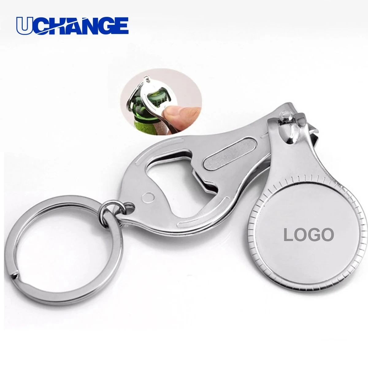 Nail Scissors Bottle Opener Keychain Tool, custom keychain with logo imprint 1