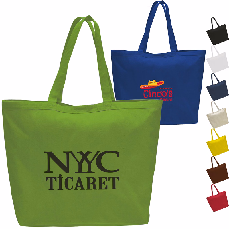 12 oz. Cotton Canvas Big Tote Bag USA Decorated (23" x 17")