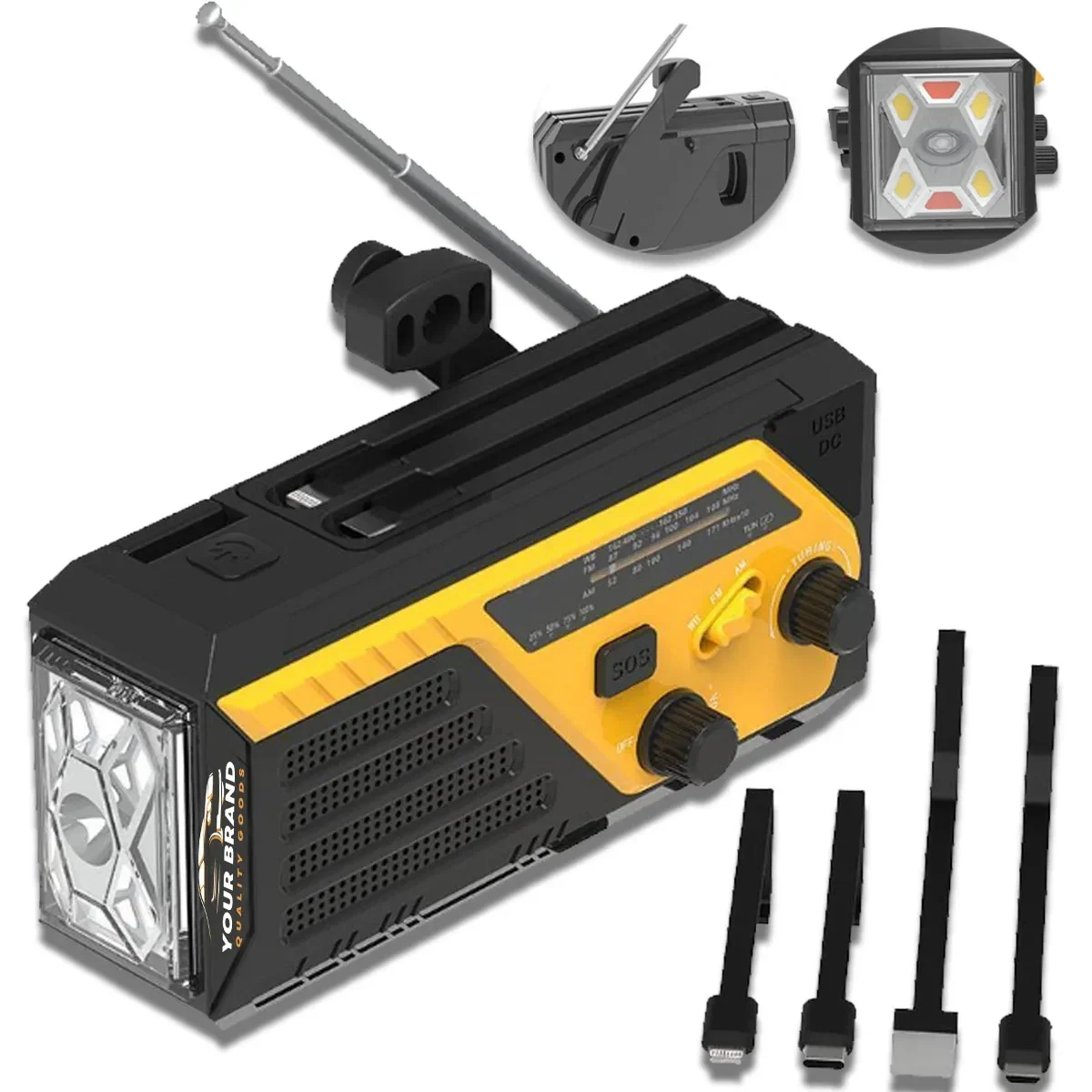 6000mAh Battery Powered SOS Alarm Emergency Hand Crank Radio 1