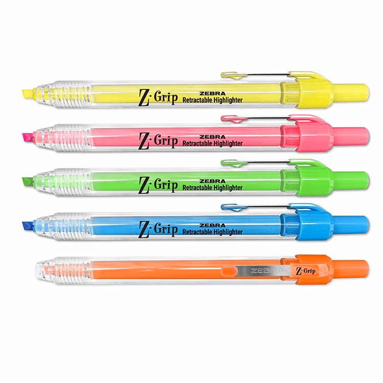 Zebra Z-Grip Retractable Fluorescent Highlighter