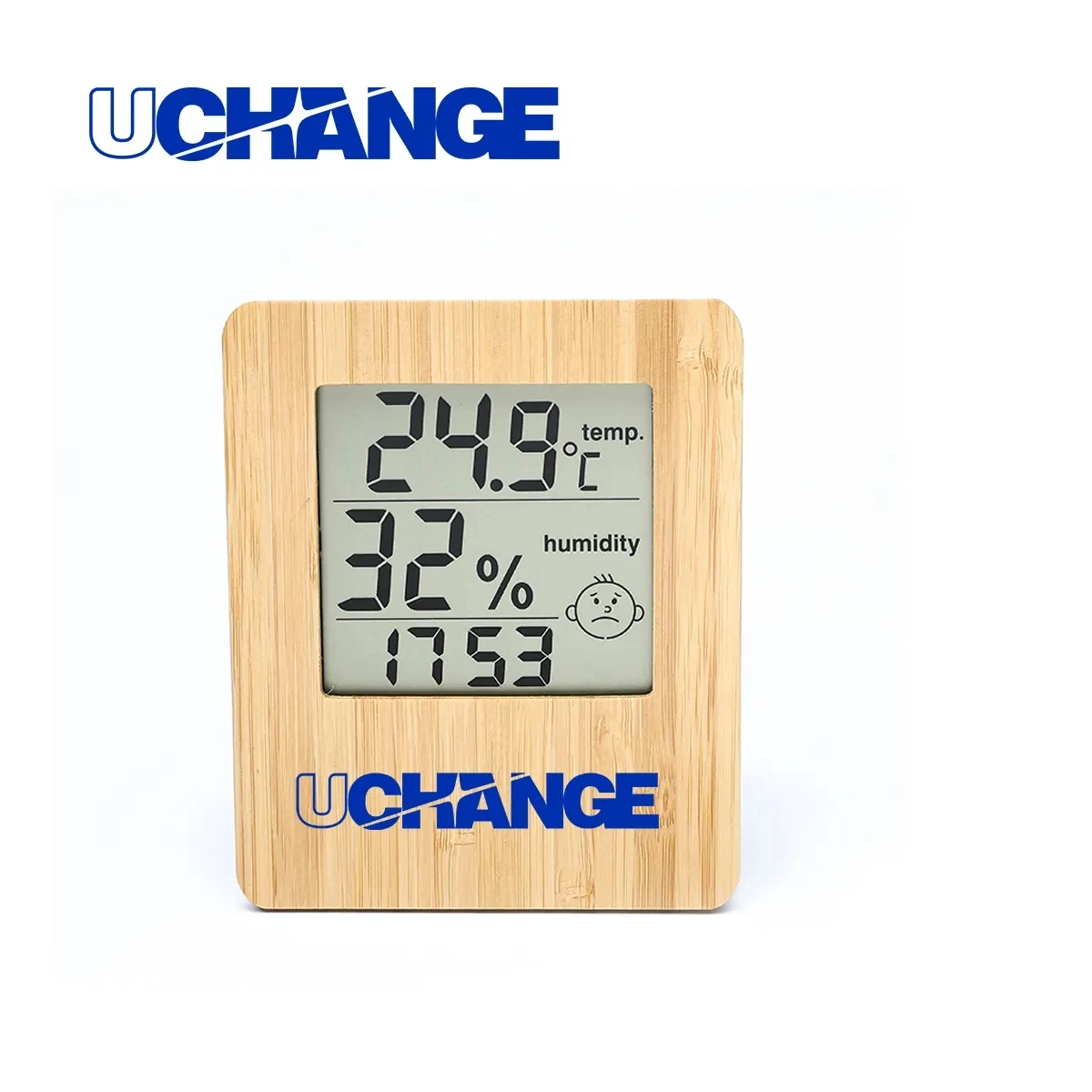 Bamboo LCD Desk Clock With Temperature And Humidity 1