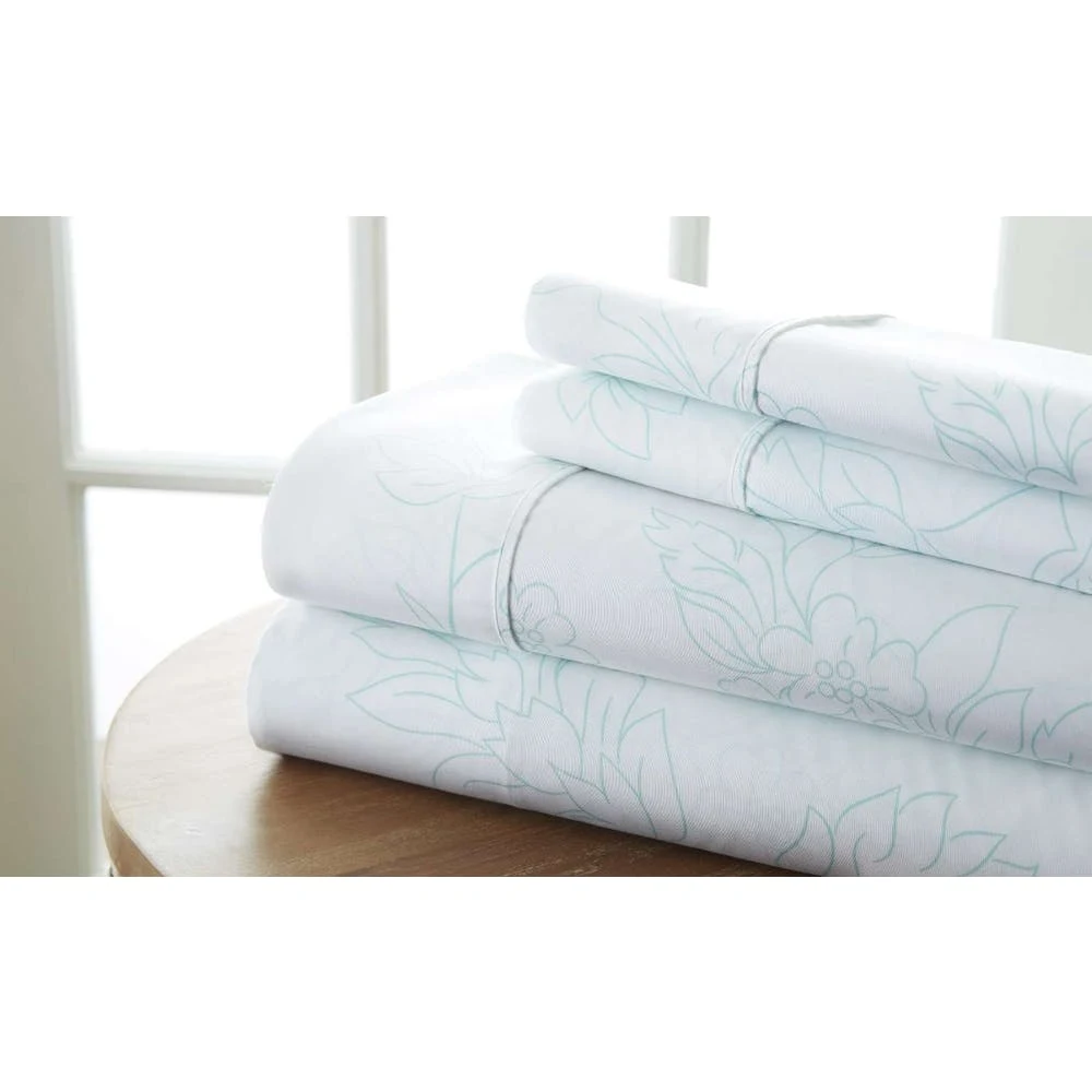 Premium Sheet Sets - Aqua Twin Floral Pattern 3 Piece 1