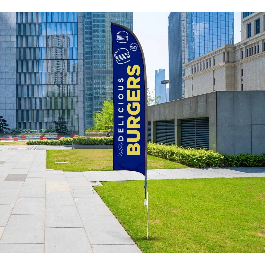 1.55' x 5.5' Blade Flags Single sided Package w/Spike base 1