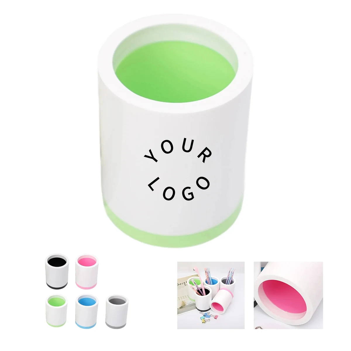 Circular Plastic Pen Holder with Color Accents 1