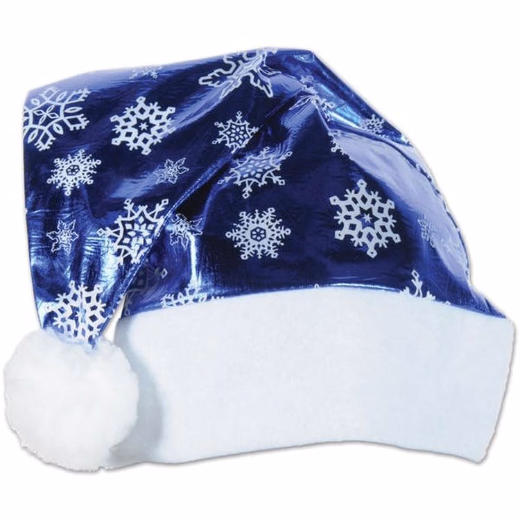 Metallic Santa Hats - Blue One Size