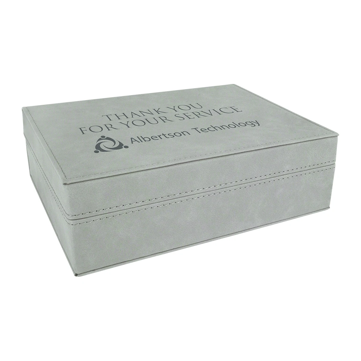8" x 6 3/8" Gray Leatherette Premium Gift Box 1