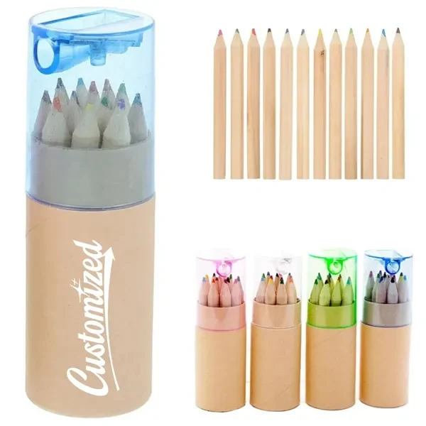 Custom 12-Color Pencil Set with Eco Kraft Tube & Built-in Sharpener — Educational Giveaway 1