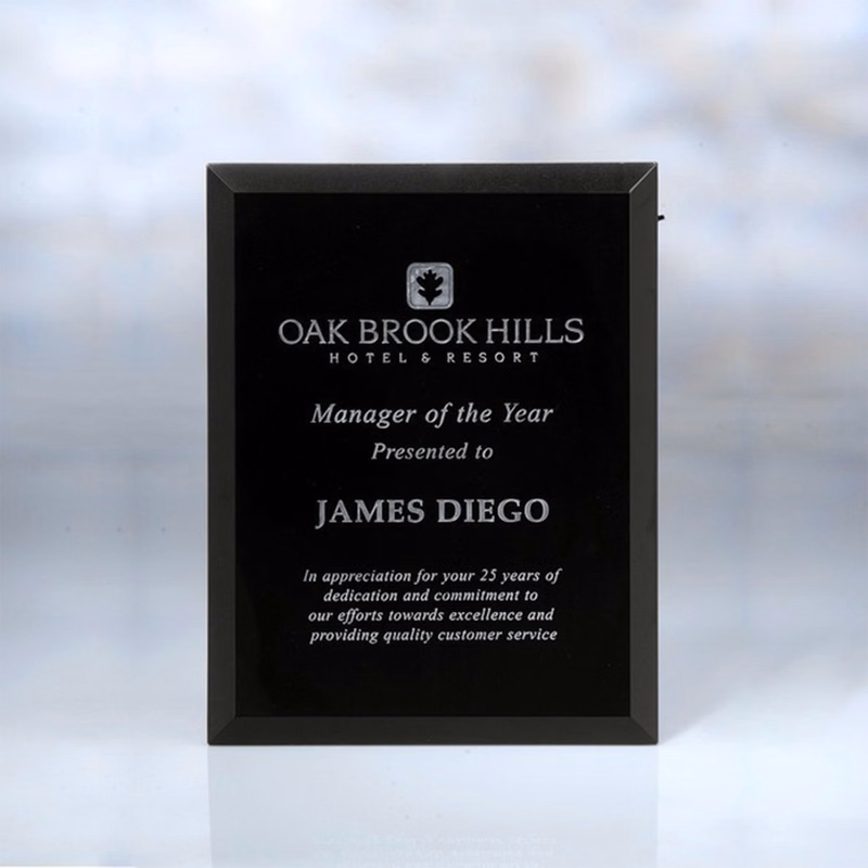 The Black Glass Plaque Award 7" x 9"