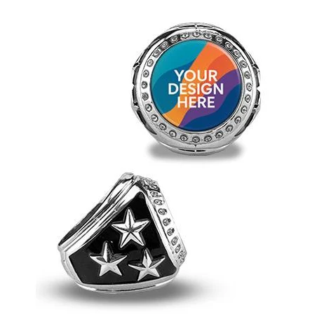 Premium Custom Bling Customship Ring Silve 1