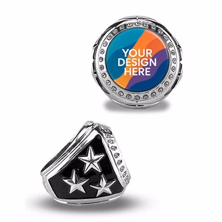 Premium Custom Bling Customship Ring Silve