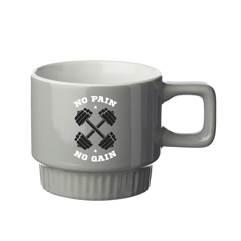 10 oz. Ridged Super Stacker Ceramic Mug (2 Color Imprint) 1