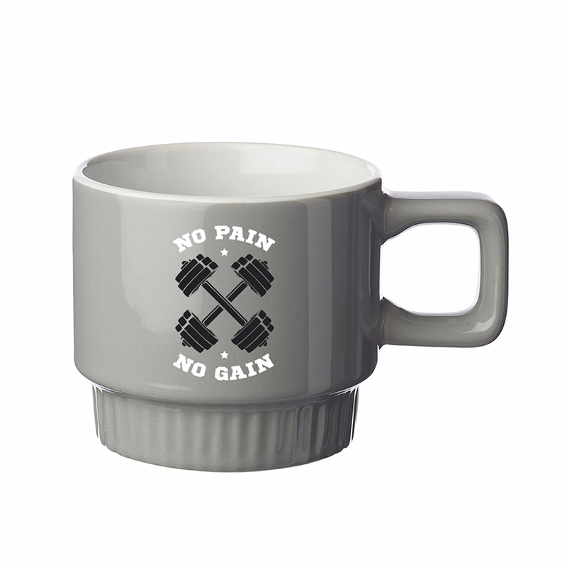 10 oz. Ridged Super Stacker Ceramic Mug (2 Color Imprint)