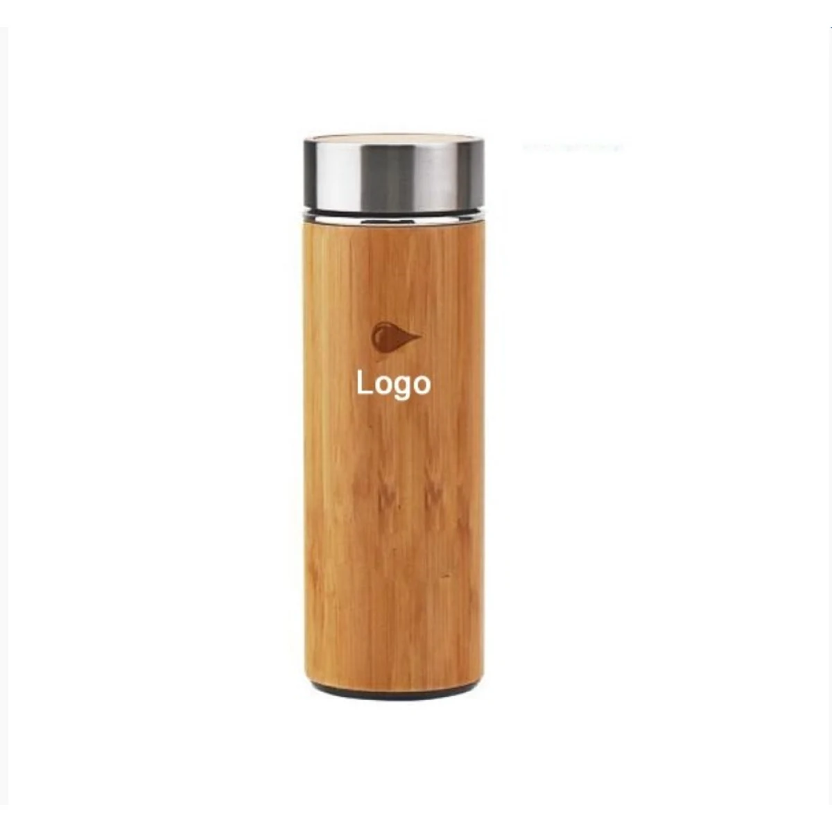 12 oz Vacuum-Sealed Bamboo Water Bottle 1