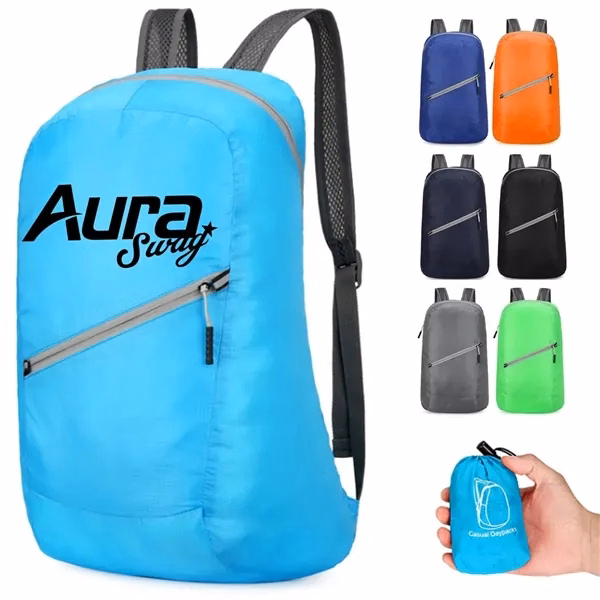 Custom Padded-Strap Foldable Daypack with Spacious Compartment — Gym & Travel Promo