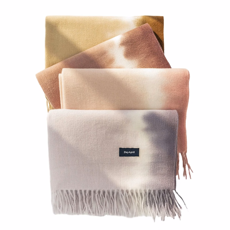 Tie-Dye Imitation Cashmere Scarf With Fringe