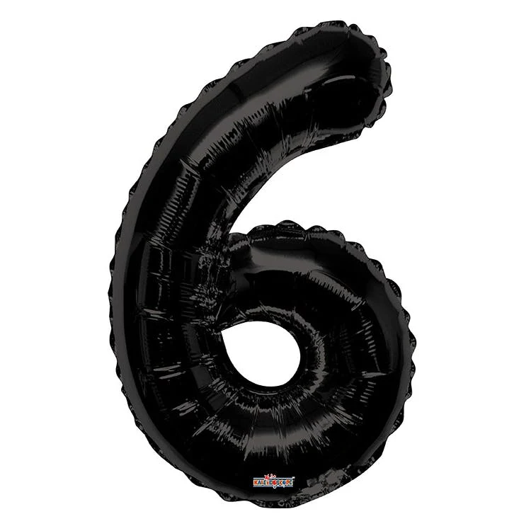 Mylar Number 6 Balloons - Black 34" 1