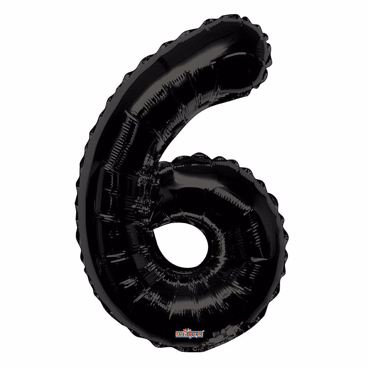 Mylar Number 6 Balloons - Black 34"
