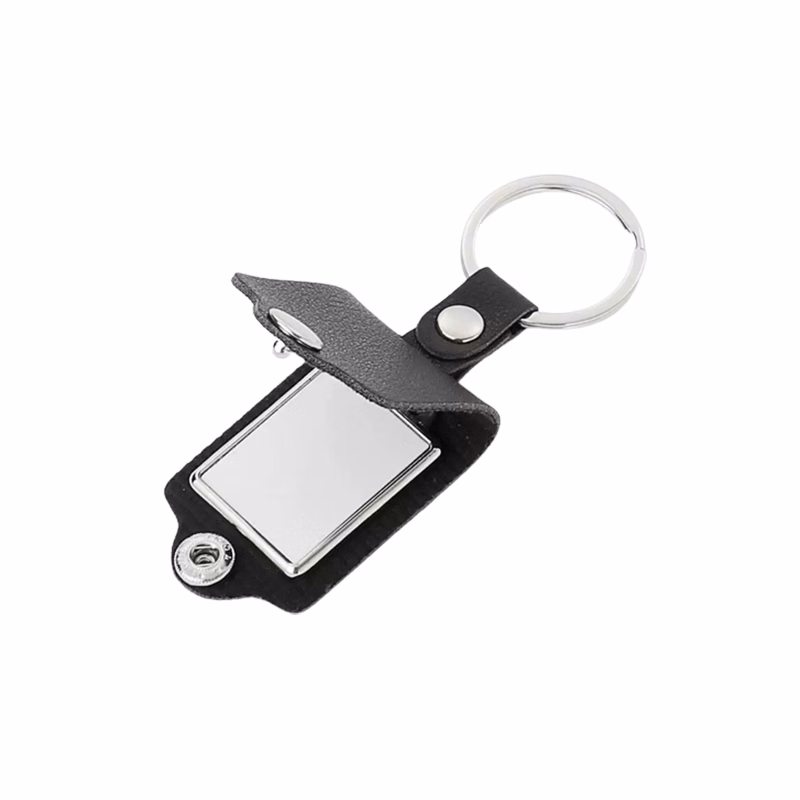 Leather Photo and Metal Keychain
