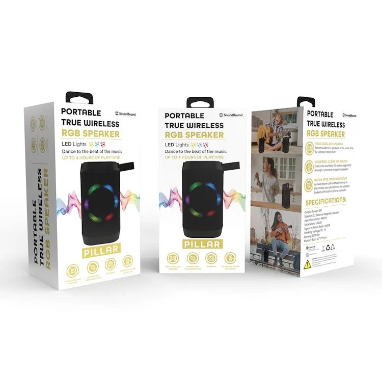 Portable Bluetooth Speakers - Black RGB Lighting 1