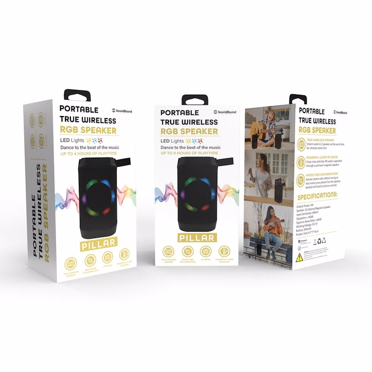 Portable Bluetooth Speakers - Black RGB Lighting