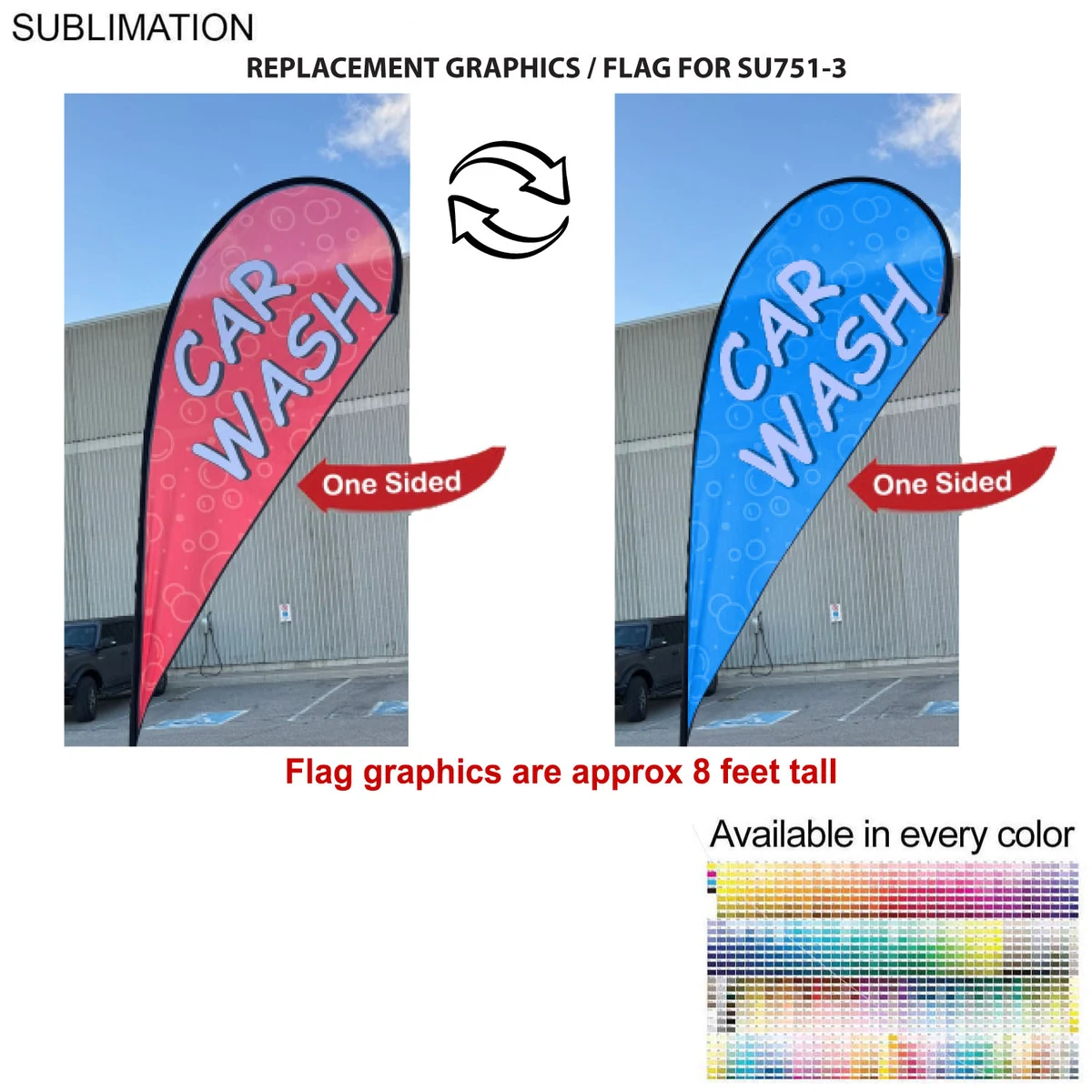 Replacement Flag for 12' Medium Tear Drop Flag Kit, Full Color Graphics One Side 1