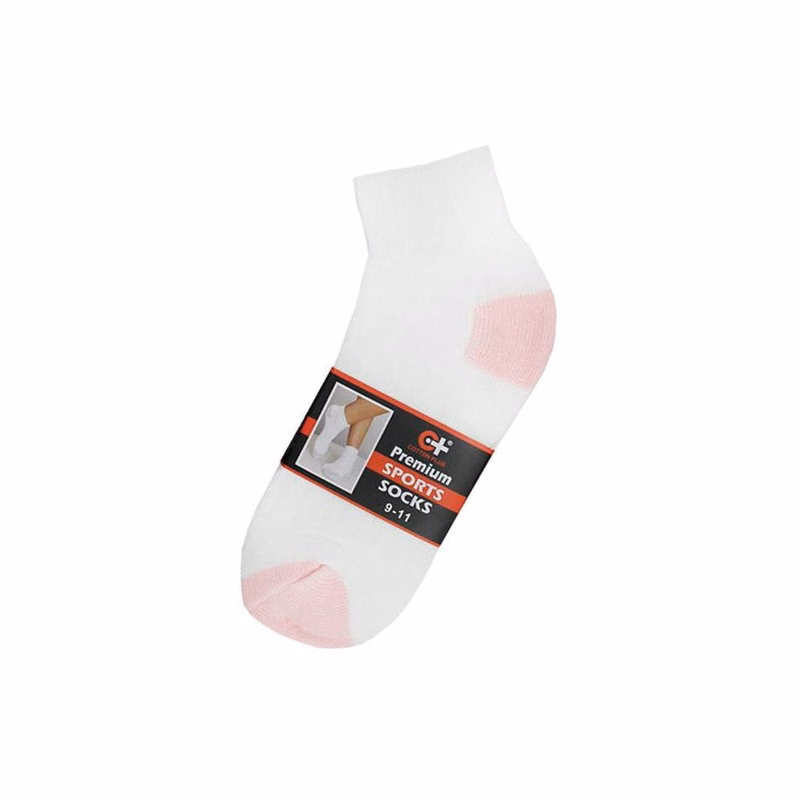 Women's Ankle Socks - White Pink Size 9-11