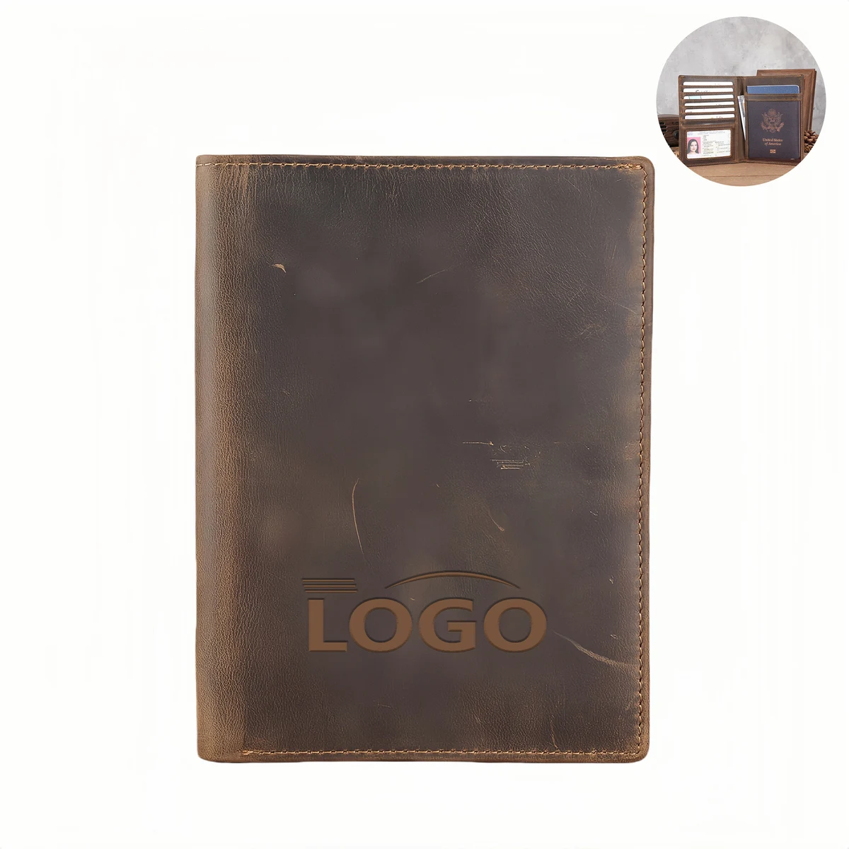 Crazy Horse Leather Passport Holder 1