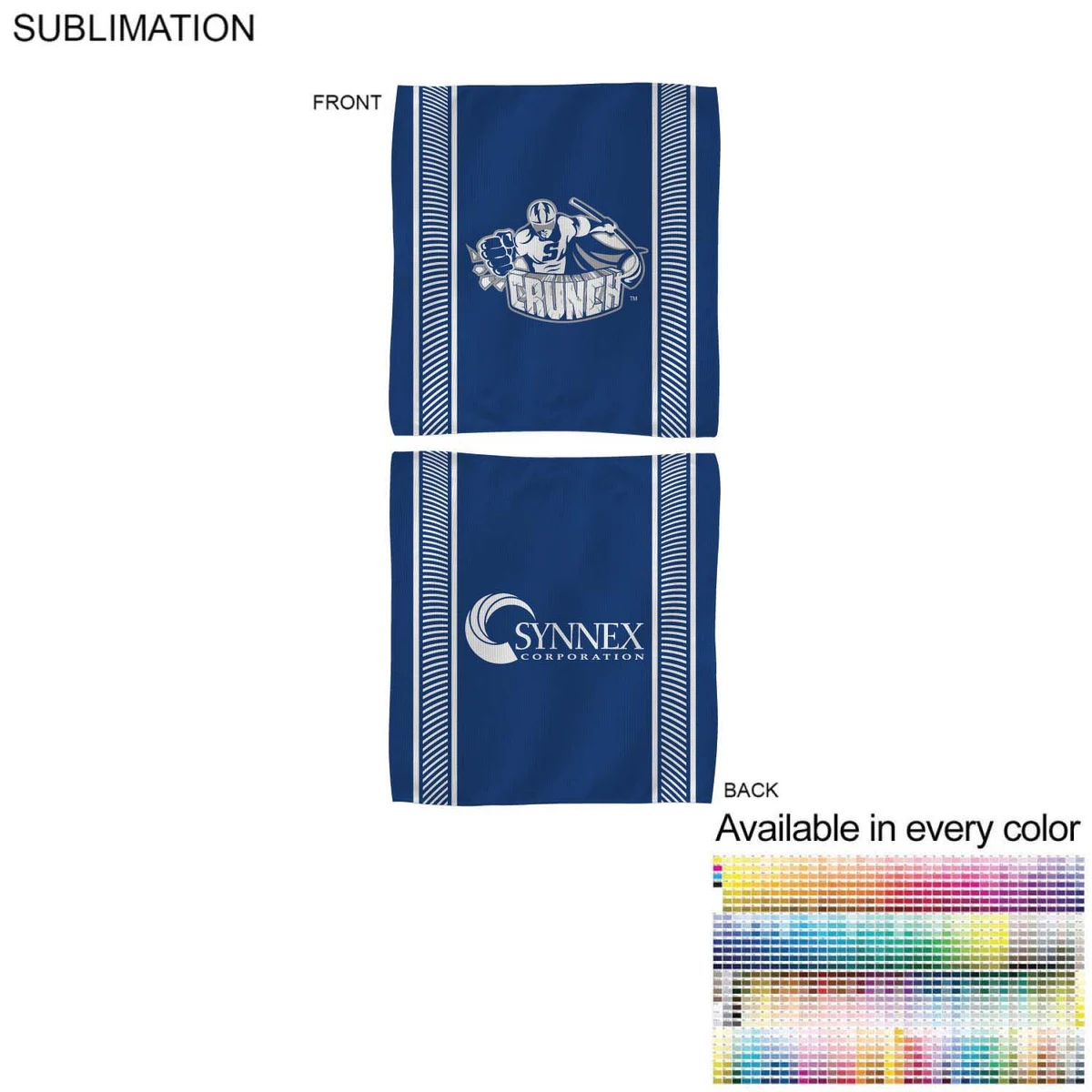Colored Sublimated Rally, Skate Towels with Jersey stripes, 15x15, Sublimated Edge to Edge 2 sides 1