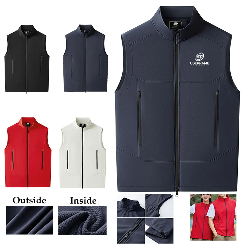 Men's Lightweight Softshell Golf Running Vest Outerwear Zip Up Fleece 1