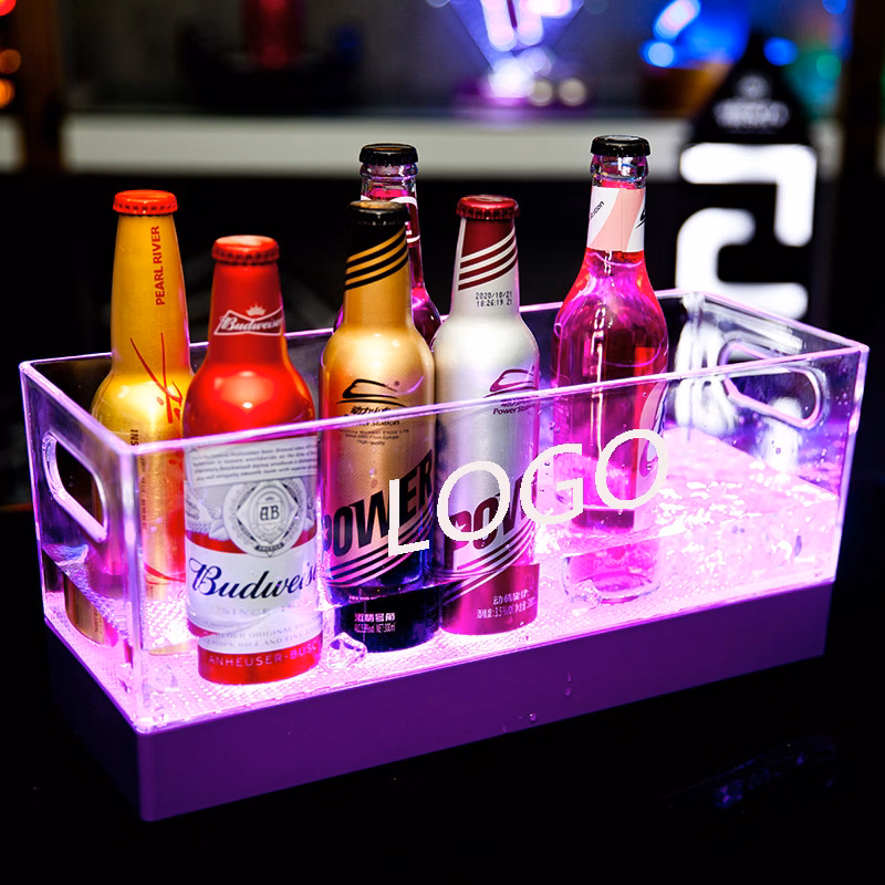 12cs Bottle Square Colors Changing Led Ice Bucket