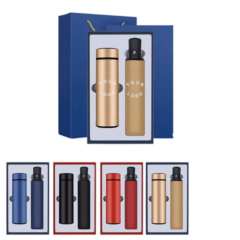 Thermos Cup Set with Folding Umbrella and Gift Box