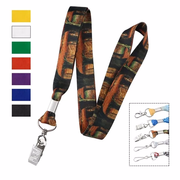 Custom 36" Full-Color Polyester Lanyard with Clasp — Corporate Badge Holder