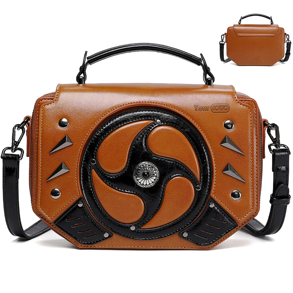 PU Punk contrast women's one-shoulder cross-body bag 1