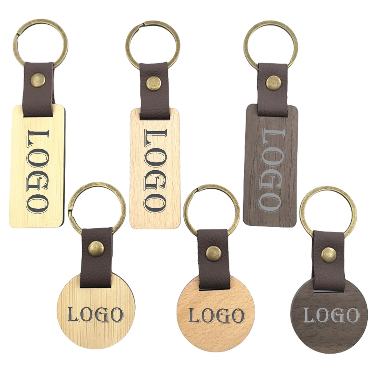 Round Rectangle Wood Keychain 1