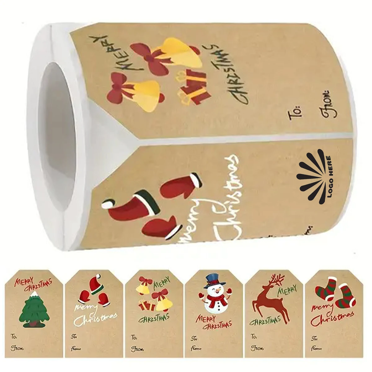 300pcs Customizable Christmas Sticker Roll for Seasonal Fun 1