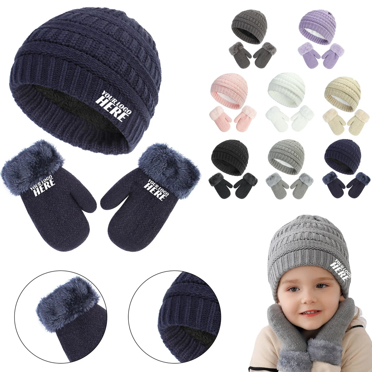 Baby Winter Breathable Hat Gloves Set 1