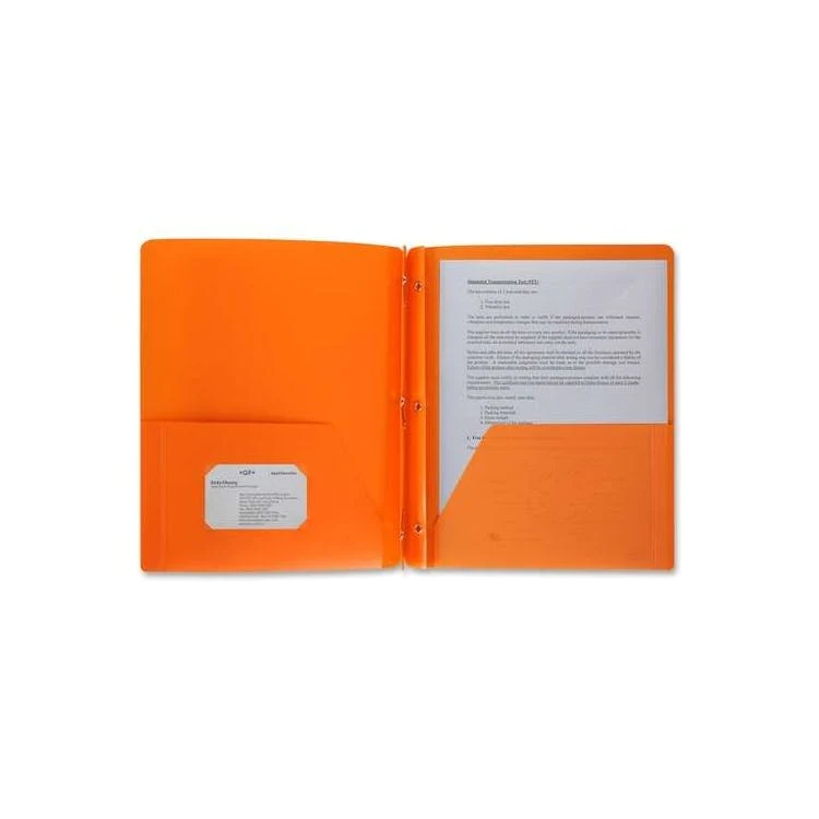2 Pocket Poly Folders - 3 Prong Orange 1