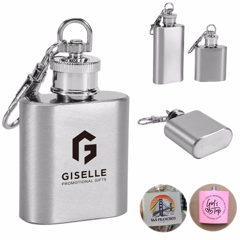 Premium 1oz Stainless Steel Mini Flask Keychain