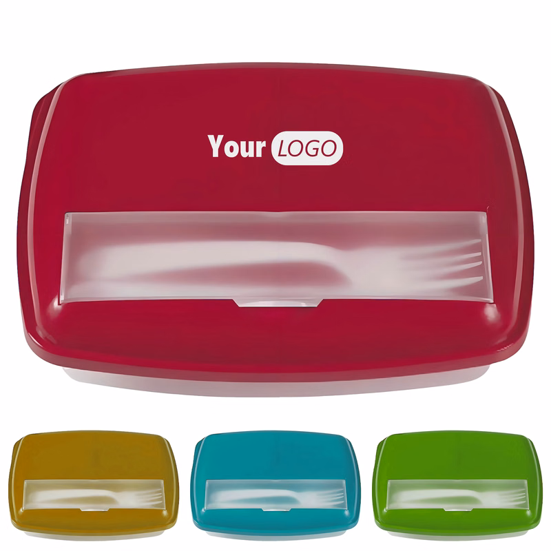 Plastic Compact Lunch Box With Utensil Storage