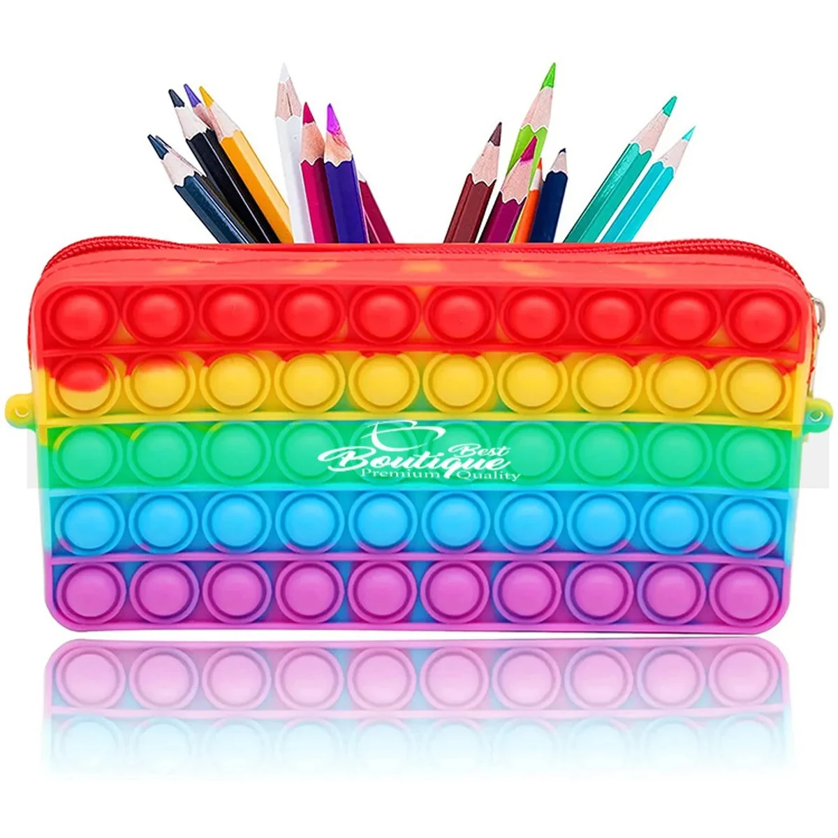Rainbow Silicone Pop Bubble Pencil Box 1