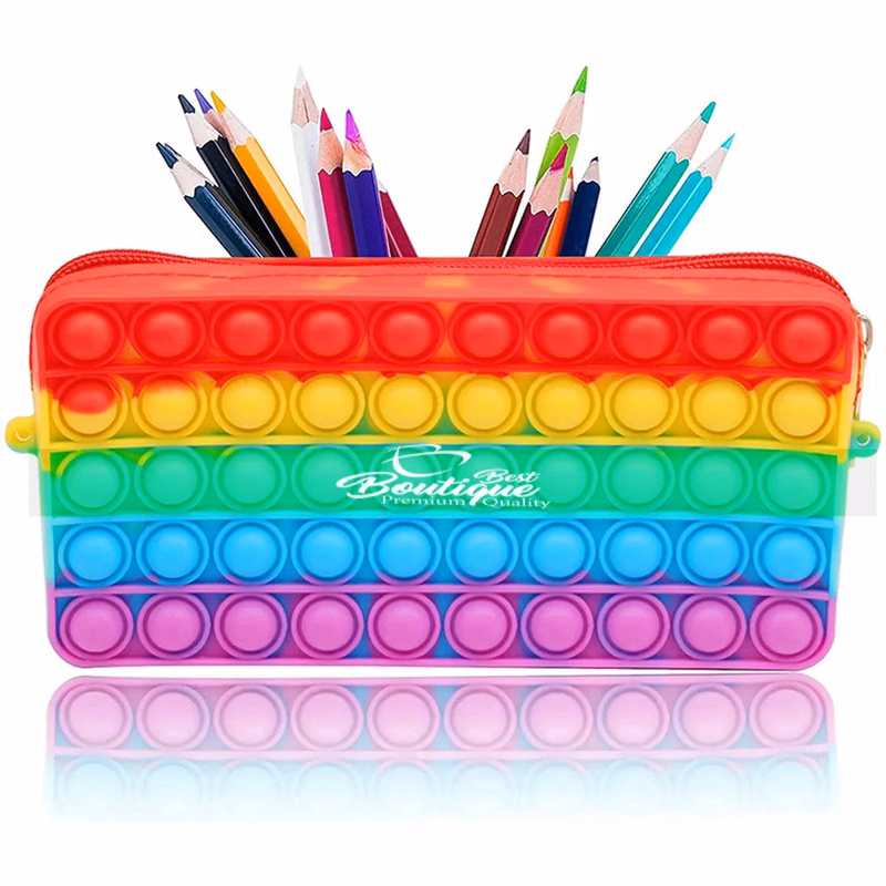 Rainbow Silicone Pop Bubble Pencil Box