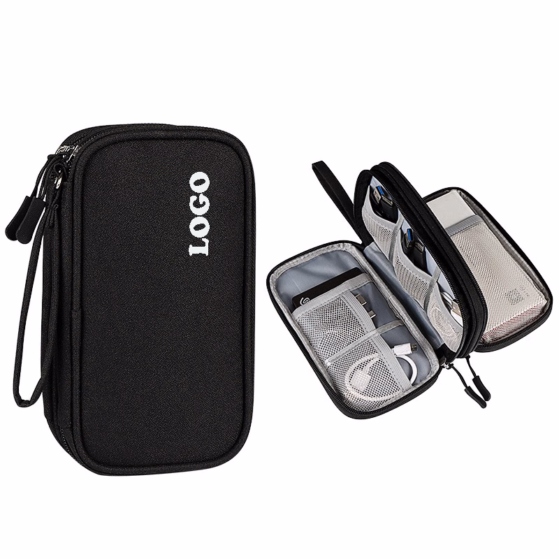 Small Waterproof Double-Layer Travel Cable Organizer Bag Electronic Accessories