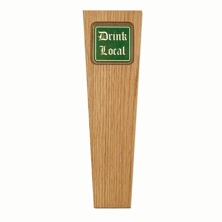 Wood Beer Tap with Recessed Imprint Square - 11.25 x 3.3 x 0.75 1