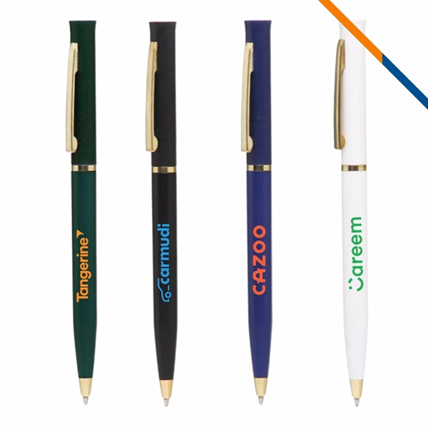 Custom Plastic Twist Action Ballpoint Pen with Chrome Clip — Corporate Giveaway