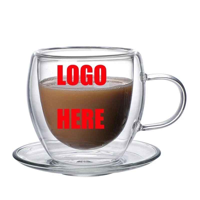 Custom 3.4 OZ Double Wall Cups and Saucers 1